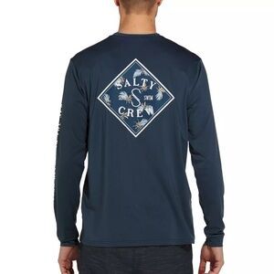 Salty Crew Navy Long Sleeve Shirt Size L Sink or Swim Print